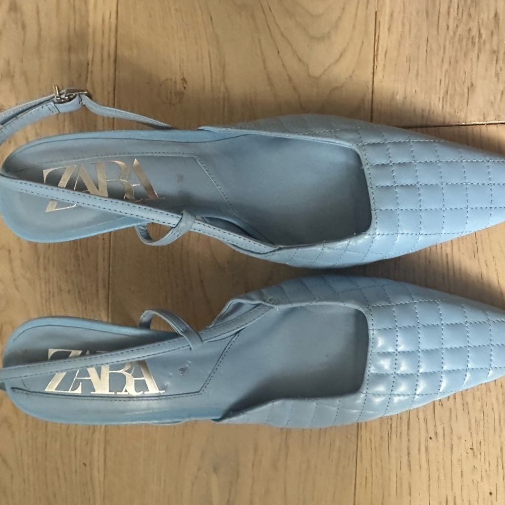Zara Blue Flats with Quilted Design